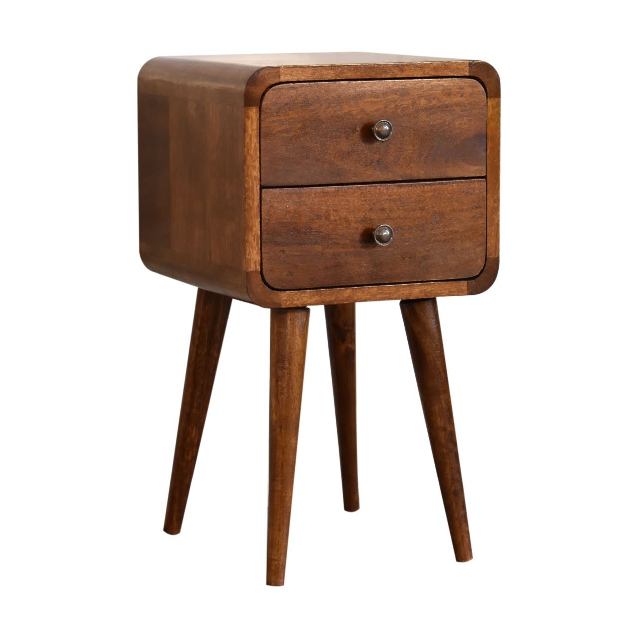 Mini Chestnut Curved Bedside - Home Chairs