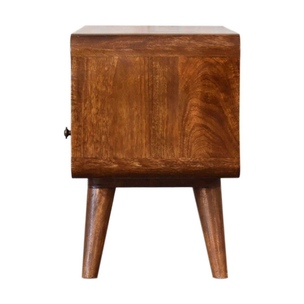 Mini Chestnut Curved Media Unit with 2 Drawers - Home Chairs