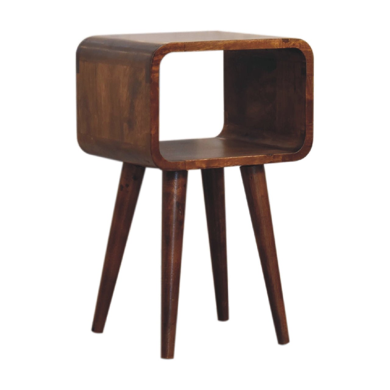 Mini Chestnut Curved Open Bedside - Home Chairs
