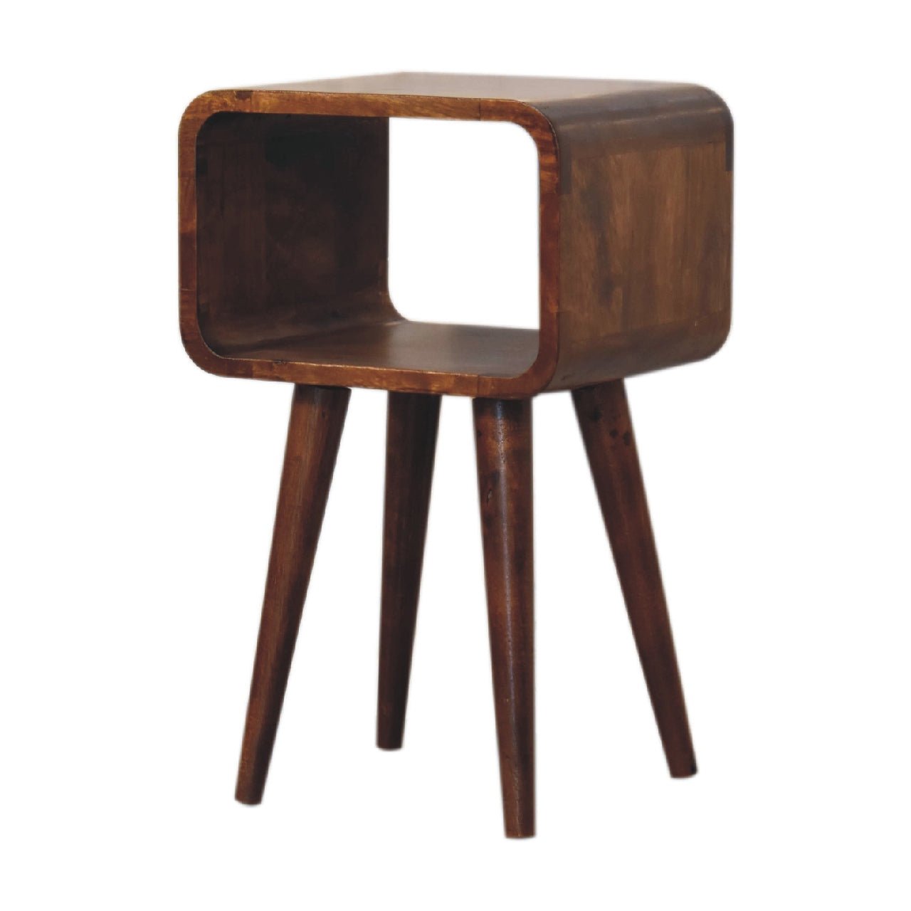 Mini Chestnut Curved Open Bedside - Home Chairs