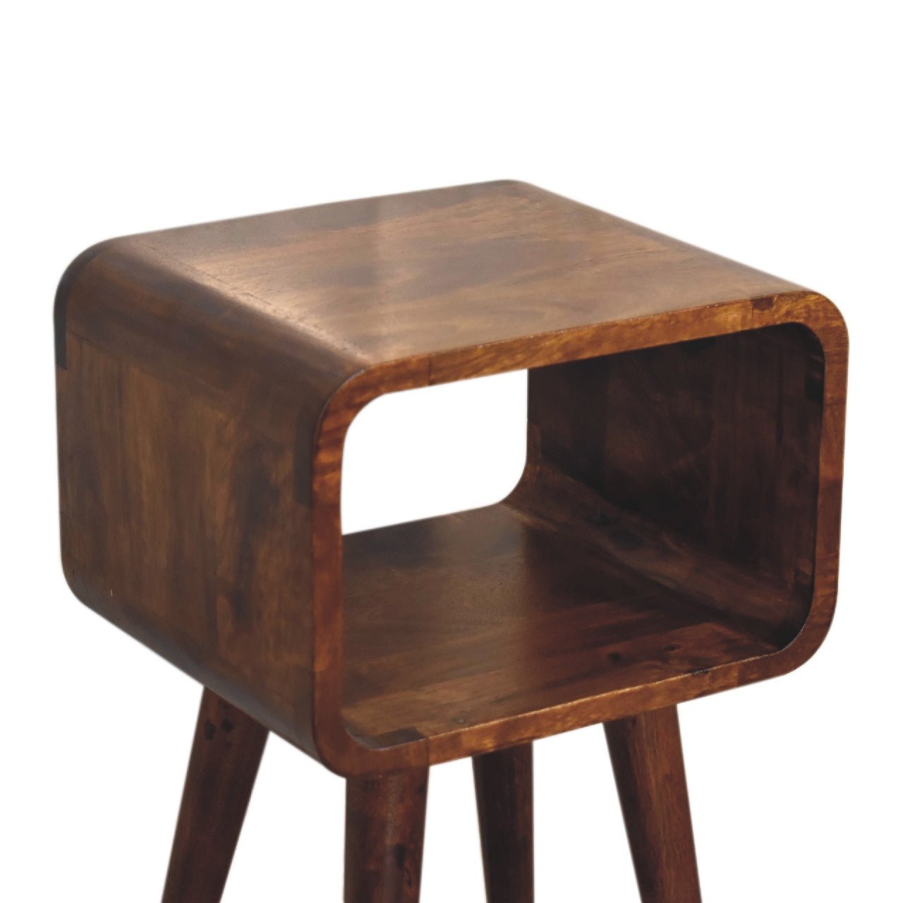 Mini Chestnut Curved Open Bedside - Home Chairs