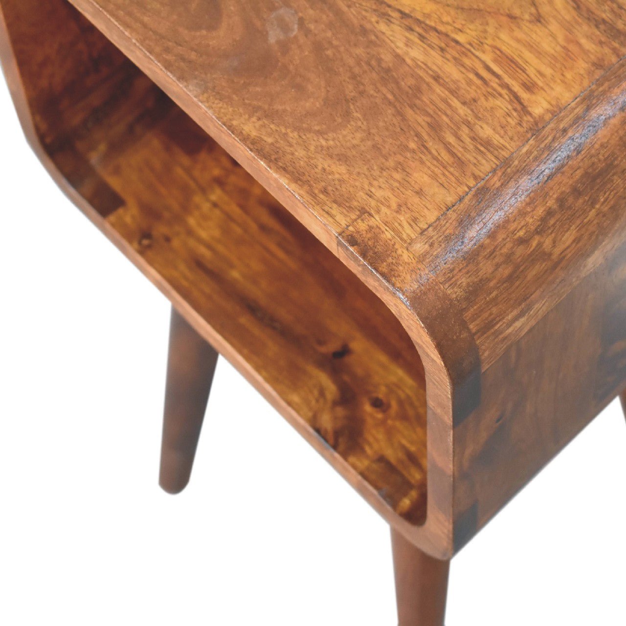 Mini Chestnut Curved Open Bedside - Home Chairs