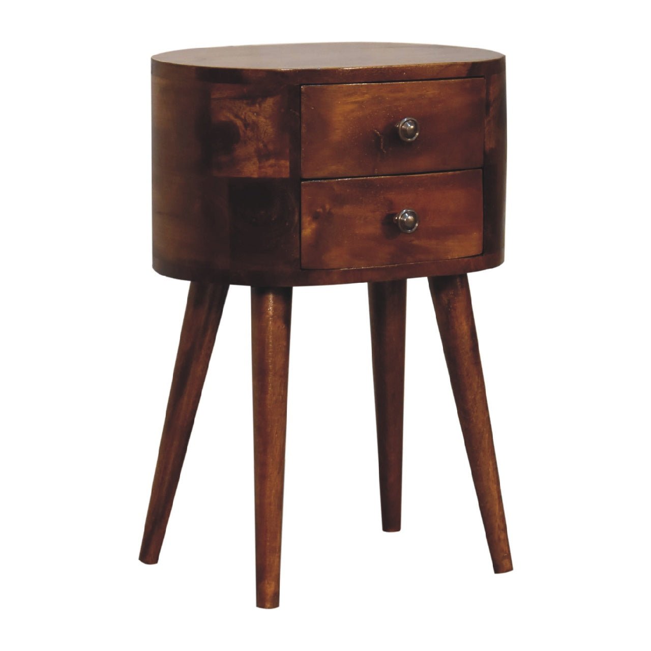 Mini Chestnut Rounded Bedside Table - Home Chairs