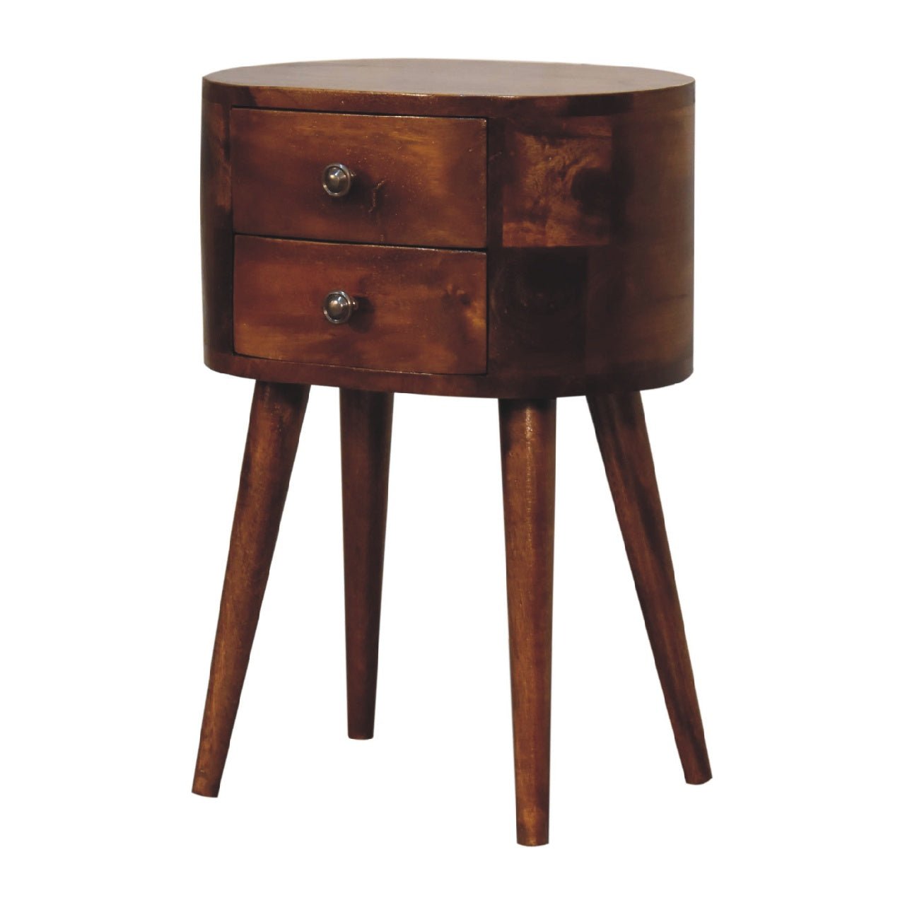 Mini Chestnut Rounded Bedside Table - Home Chairs