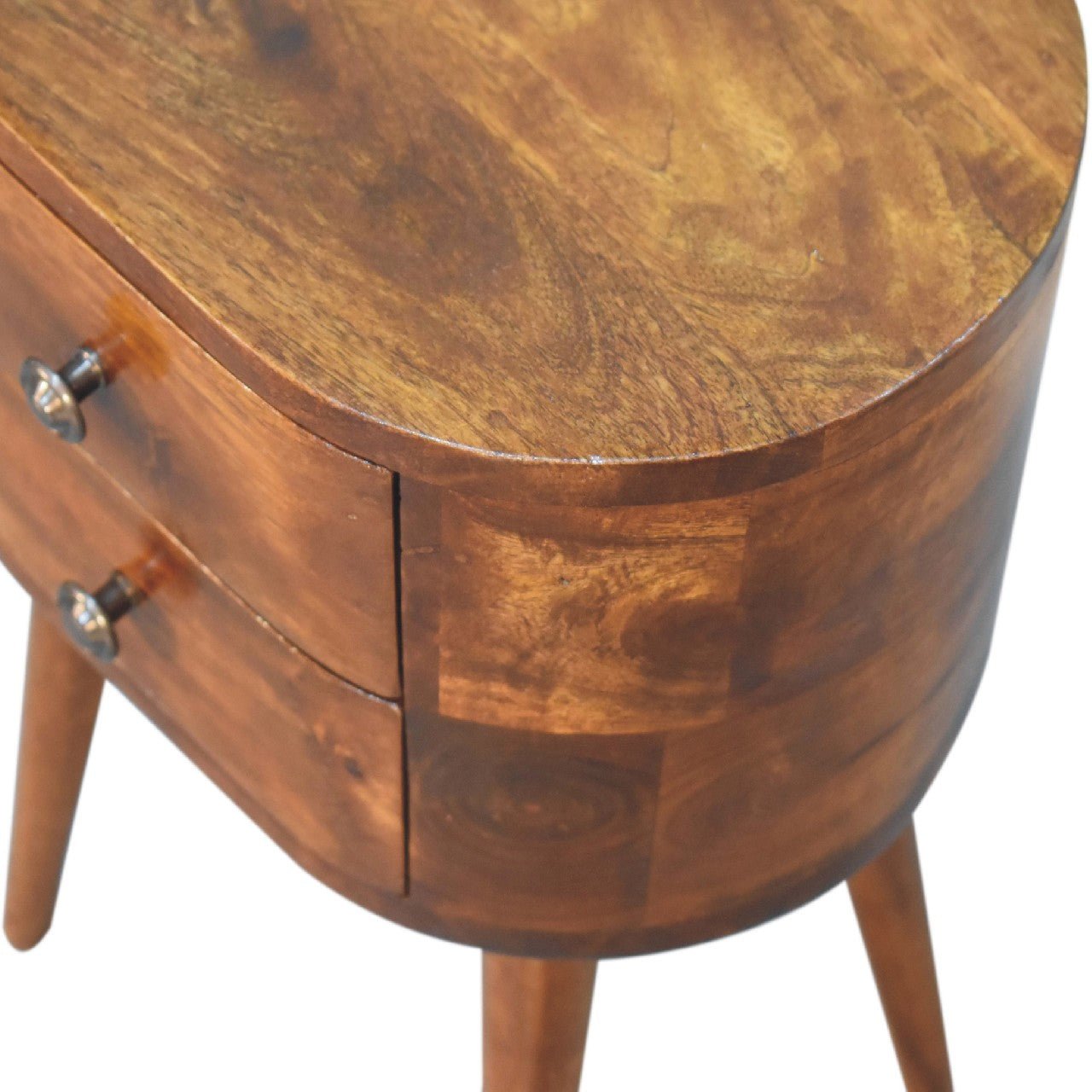 Mini Chestnut Rounded Bedside Table - Home Chairs