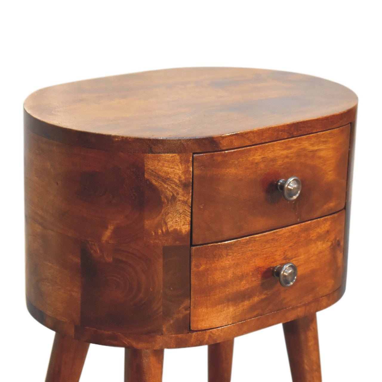 Mini Chestnut Rounded Bedside Table - Home Chairs
