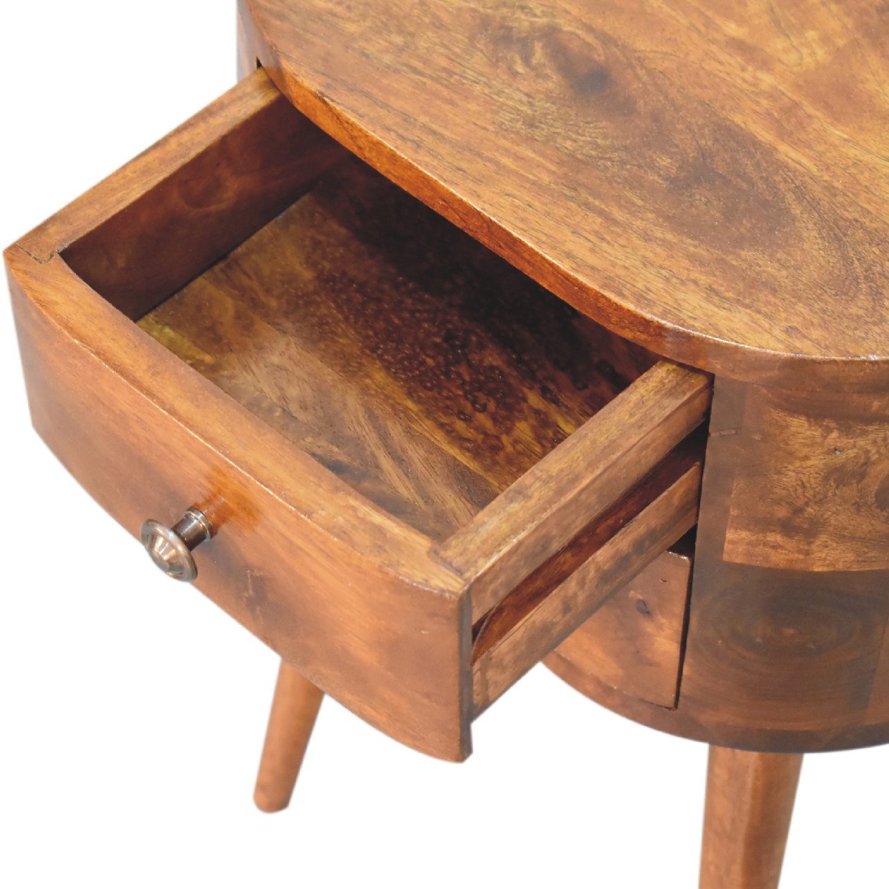 Mini Chestnut Rounded Bedside Table - Home Chairs