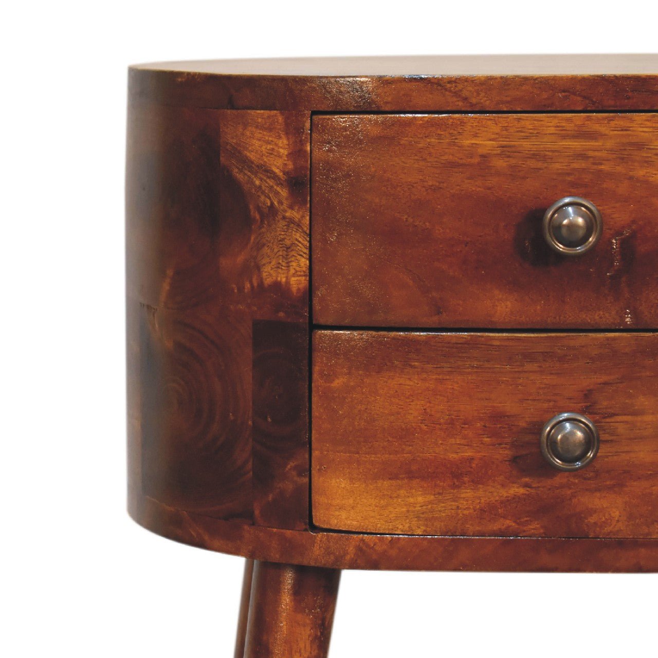 Mini Chestnut Rounded Bedside Table - Home Chairs