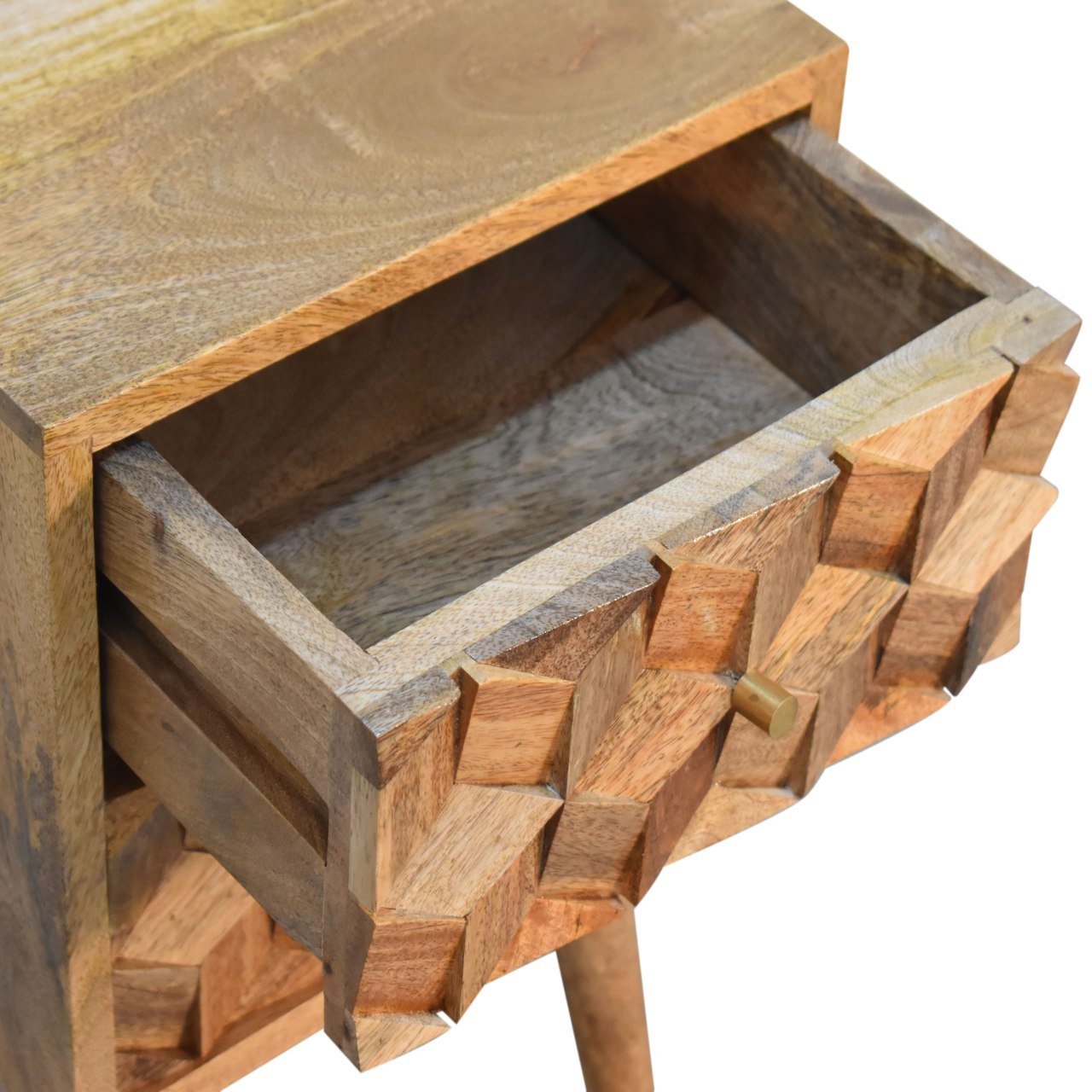 Mini Cube Carved 2 Drawer Bedside - Home Chairs