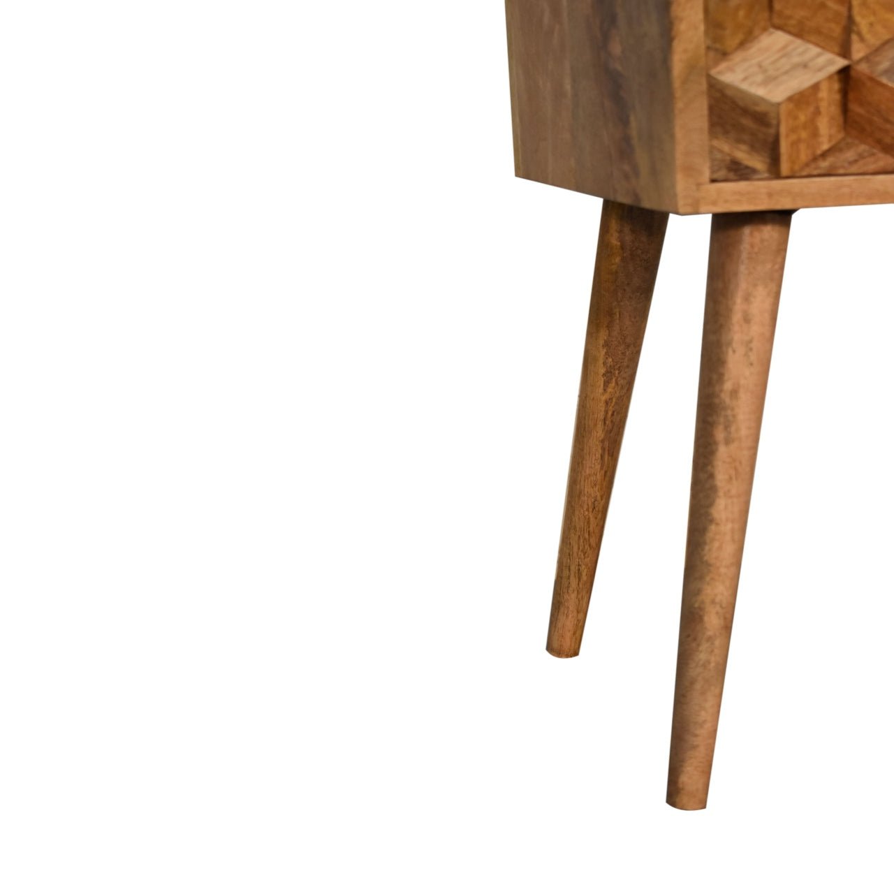 Mini Cube Carved 2 Drawer Bedside - Home Chairs
