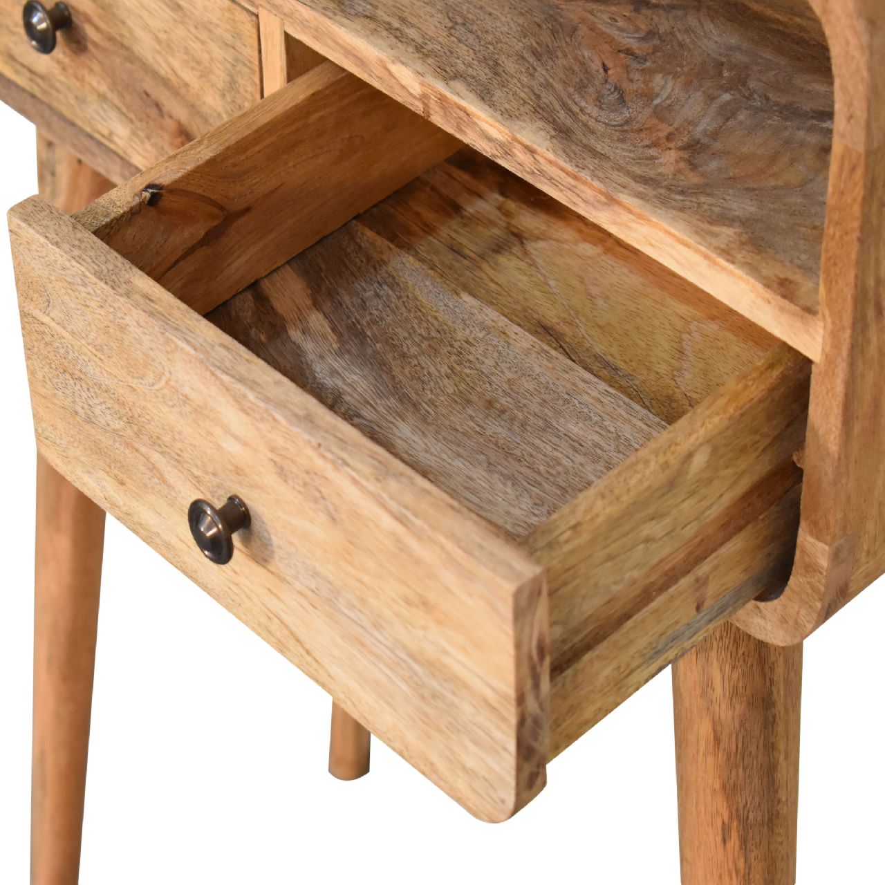 Mini Curved Oak - ish Console Table - Home Chairs
