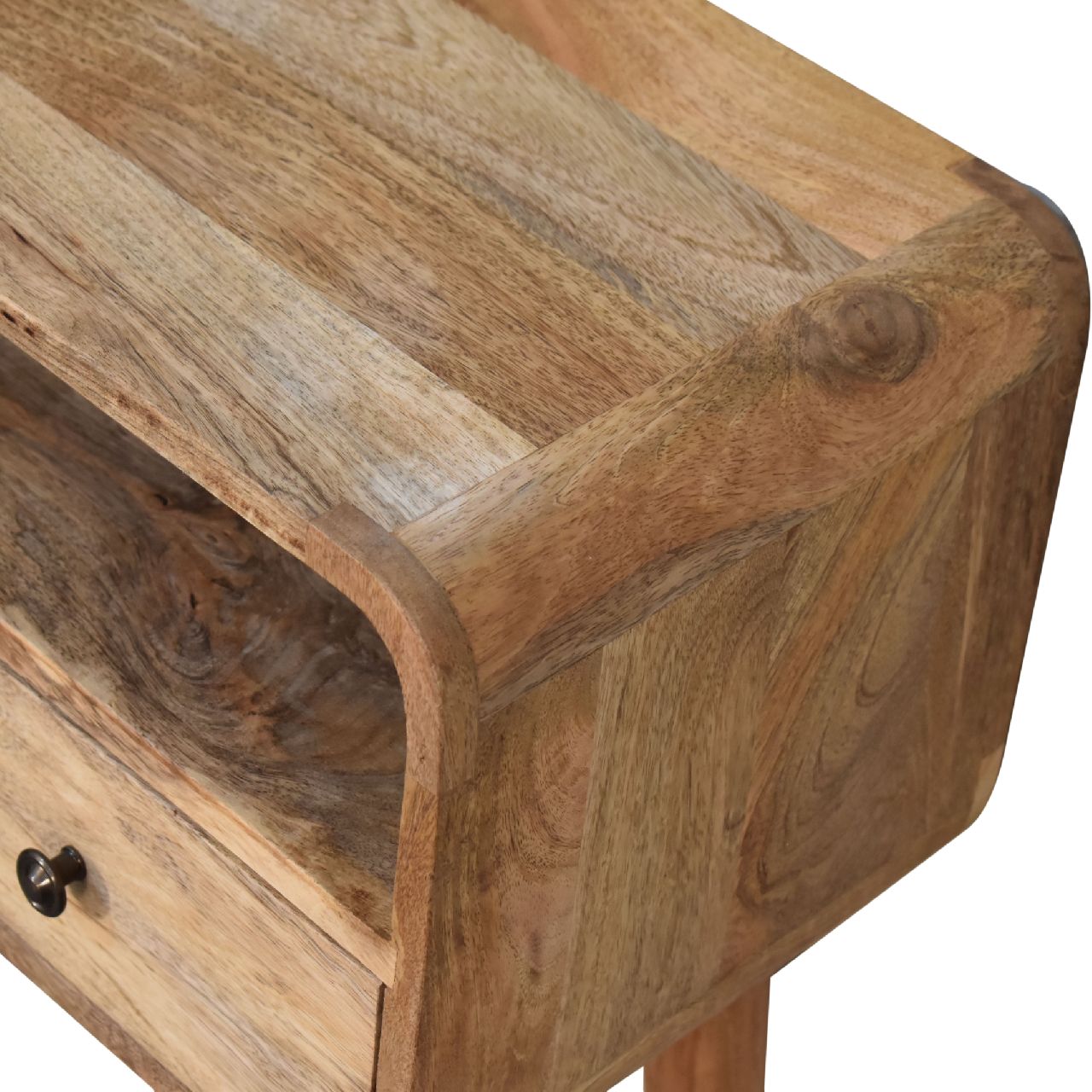 Mini Curved Oak - ish Console Table - Home Chairs