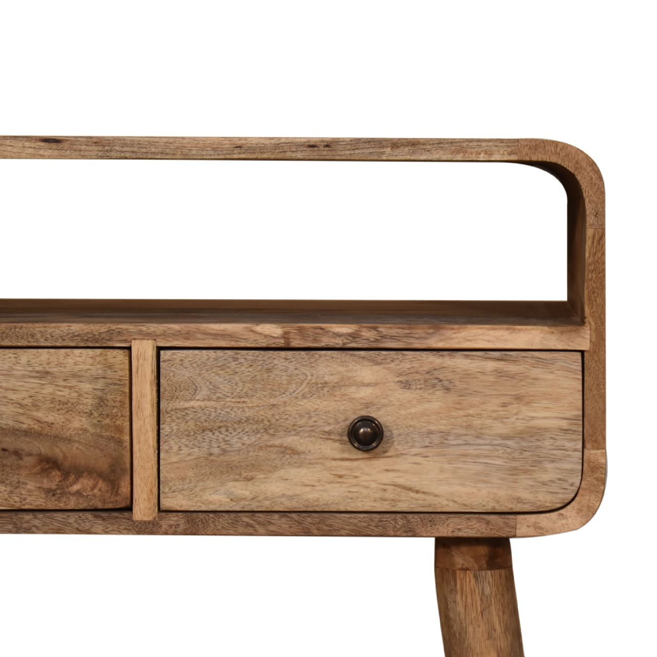 Mini Curved Oak - ish Console Table - Home Chairs
