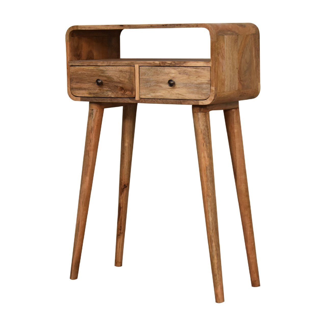 Mini Curved Oak - ish Console Table - Home Chairs