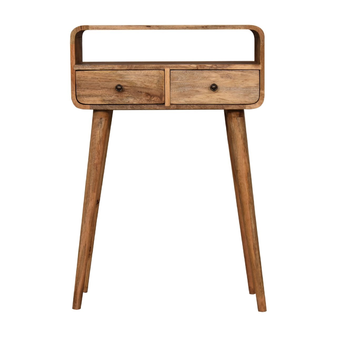 Mini Curved Oak - ish Console Table - Home Chairs