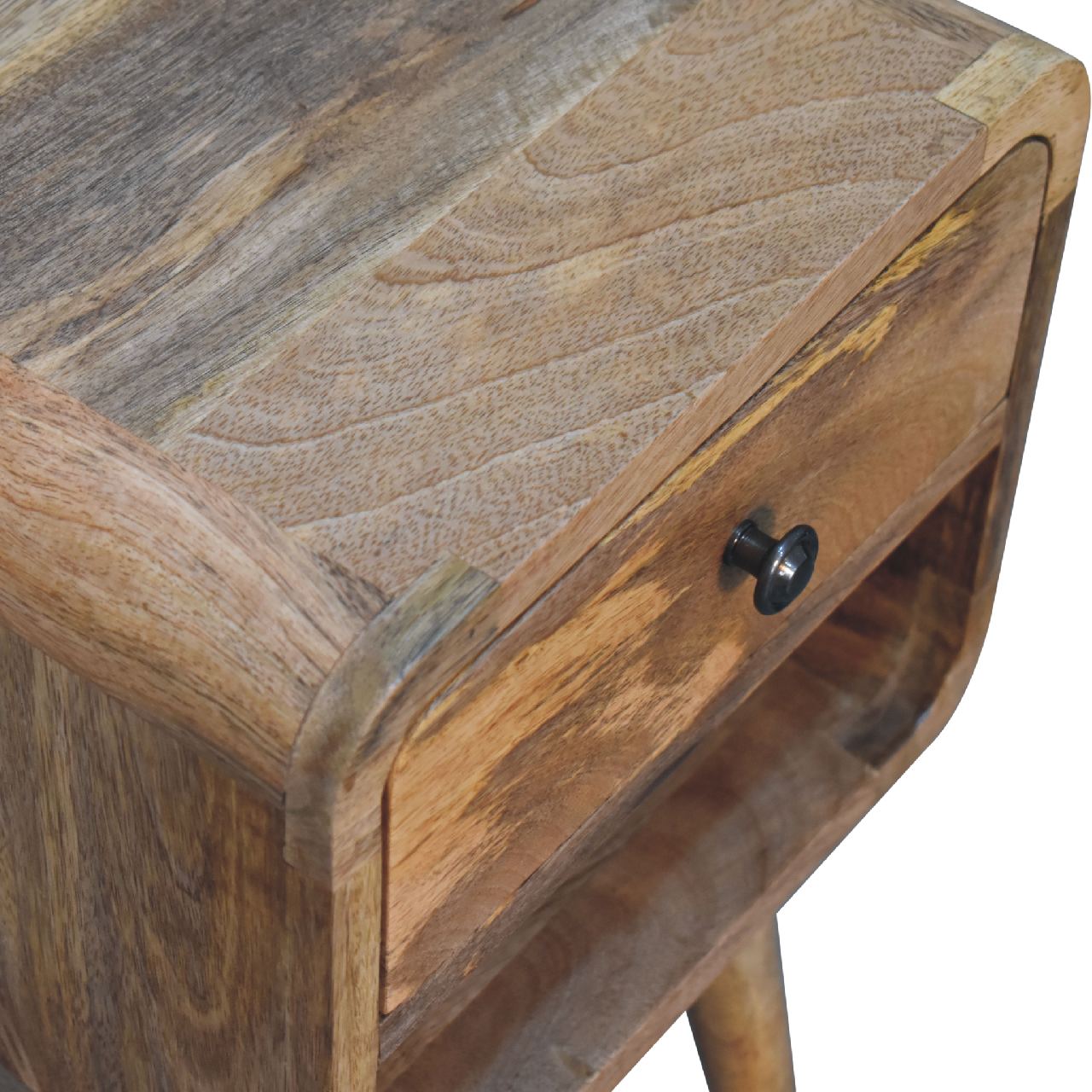 Mini Oak - ish Curve Lower Bedside - Home Chairs
