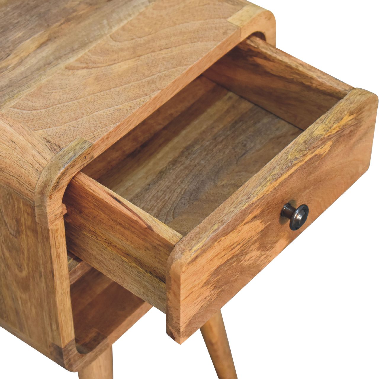 Mini Oak - ish Curve Lower Bedside - Home Chairs