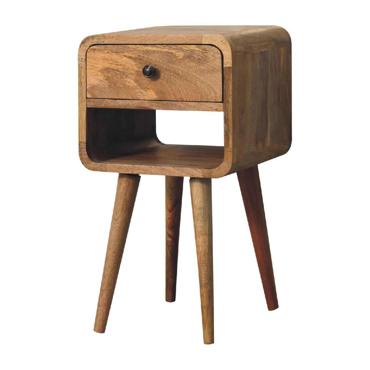 Mini Oak - ish Curve Lower Bedside - Home Chairs