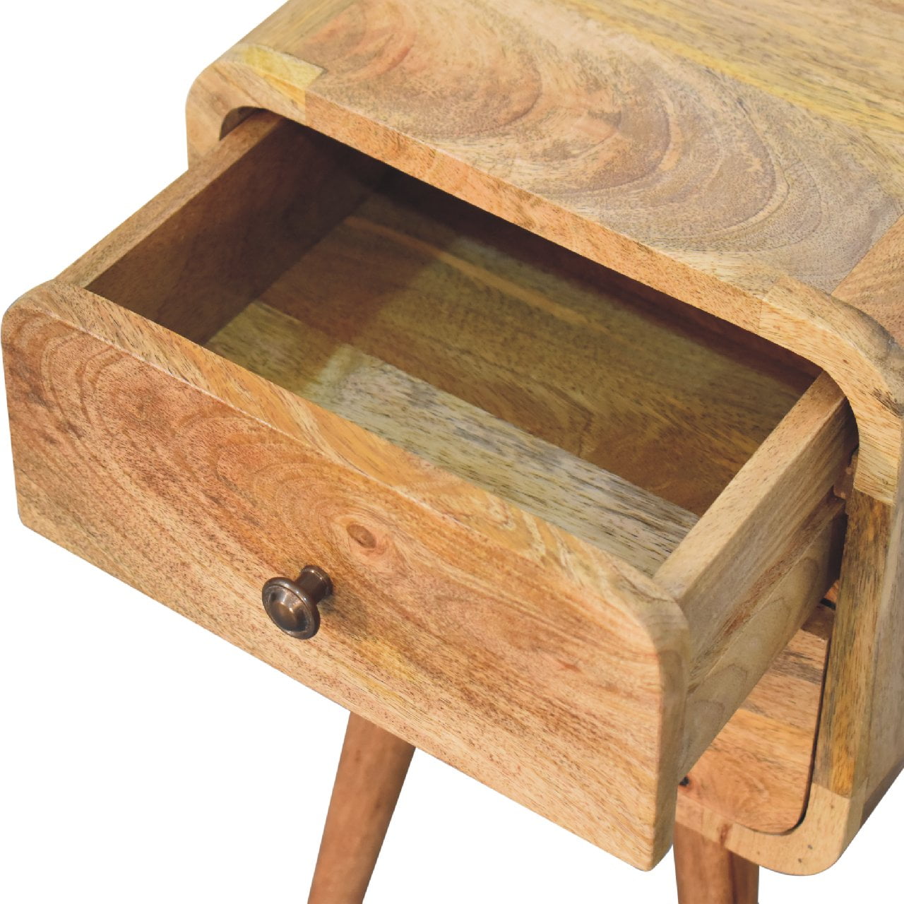 Mini Oak - ish Curved Bedside - Home Chairs
