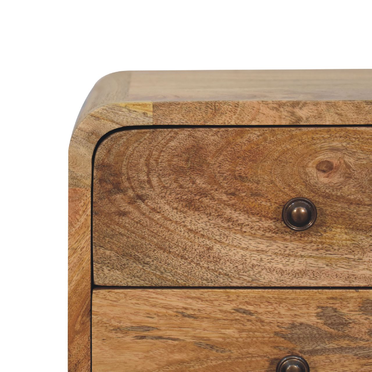 Mini Oak - ish Curved Bedside - Home Chairs