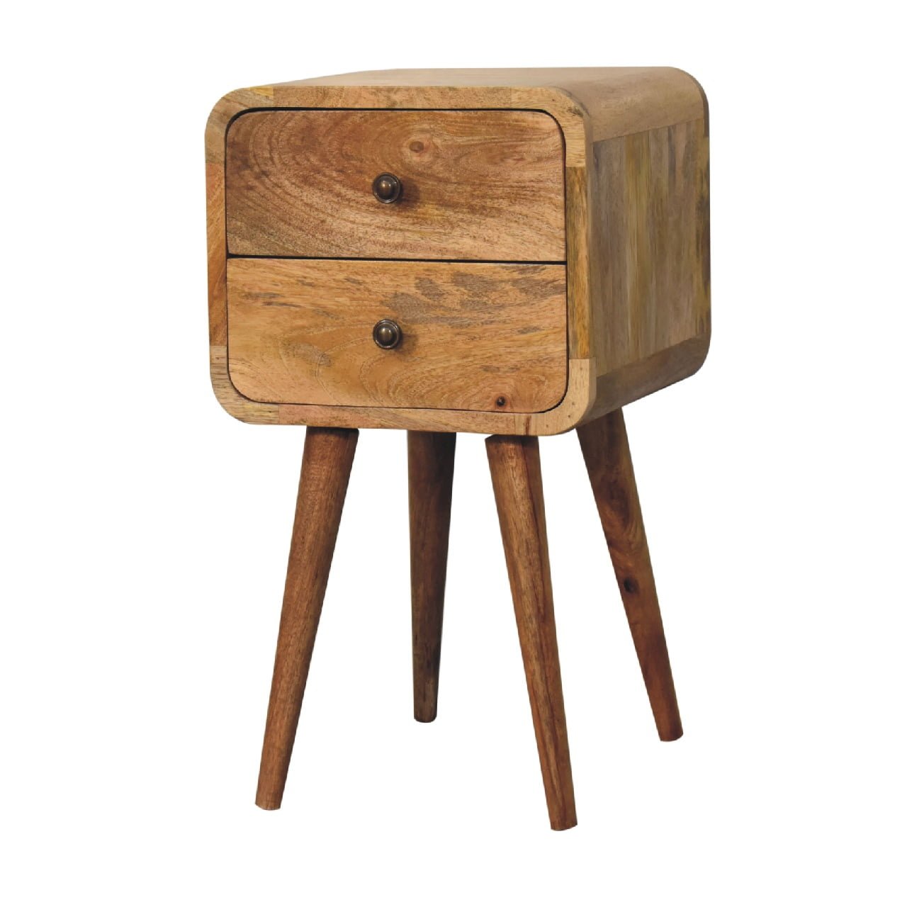 Mini Oak - ish Curved Bedside - Home Chairs