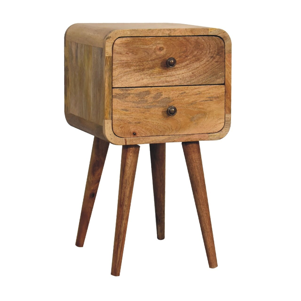 Mini Oak - ish Curved Bedside - Home Chairs