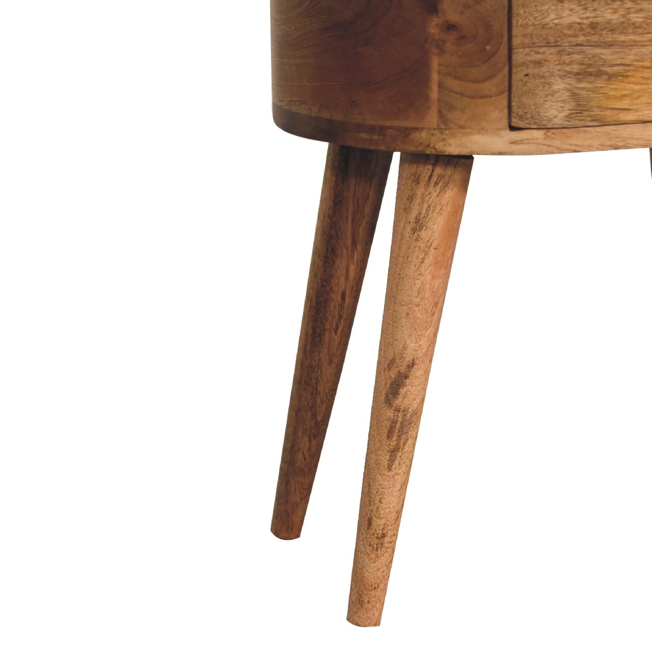 Mini Oak - ish Rounded Bedside Table - Home Chairs