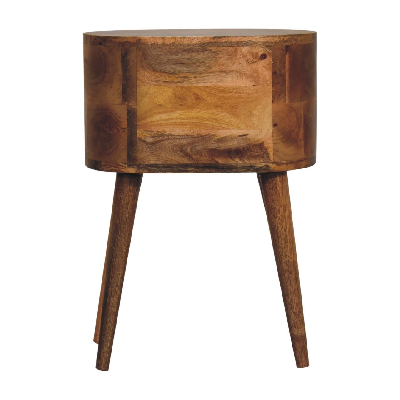 Mini Oak - ish Rounded Bedside Table - Home Chairs
