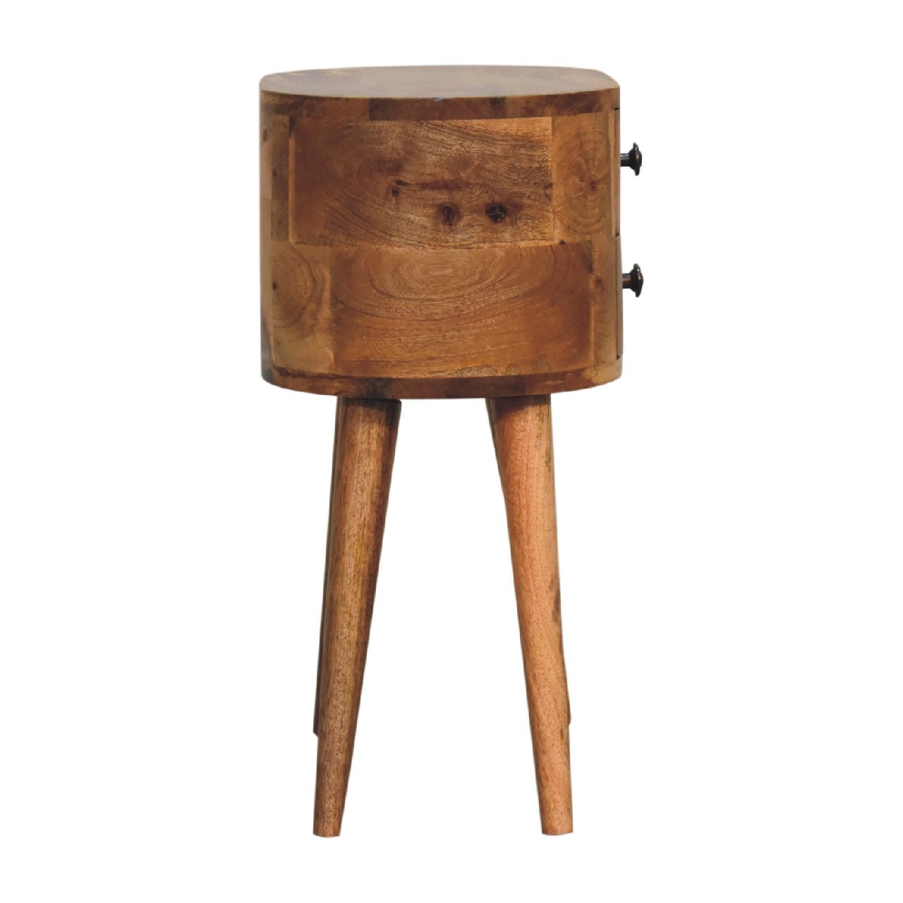 Mini Oak - ish Rounded Bedside Table - Home Chairs