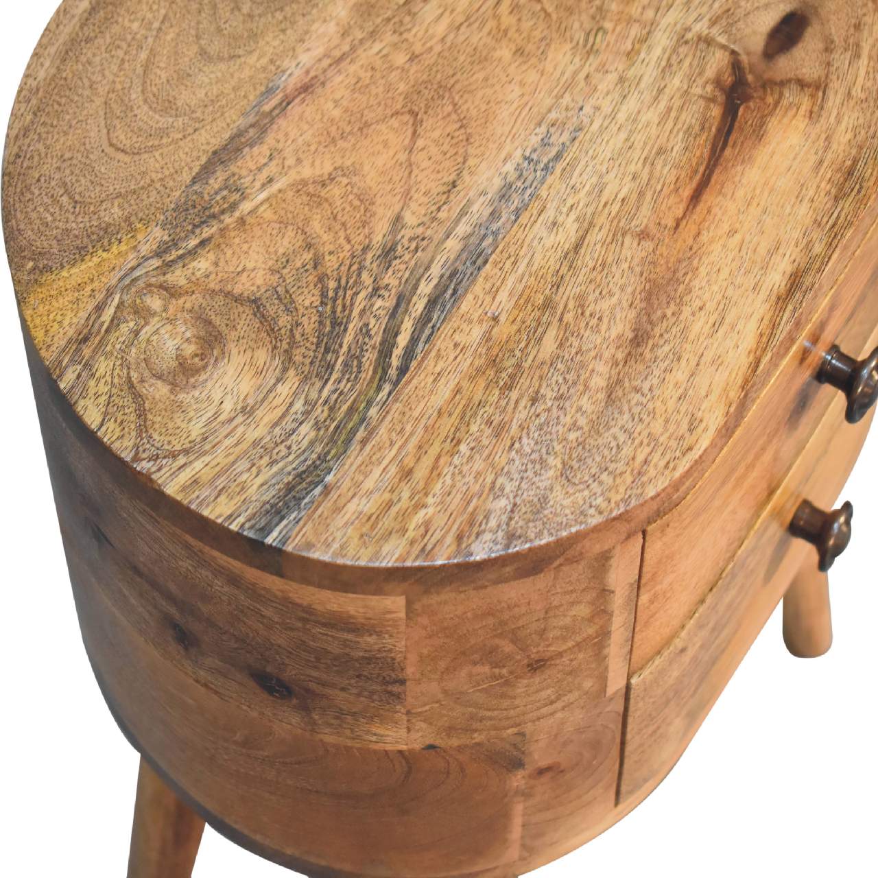 Mini Oak - ish Rounded Bedside Table - Home Chairs