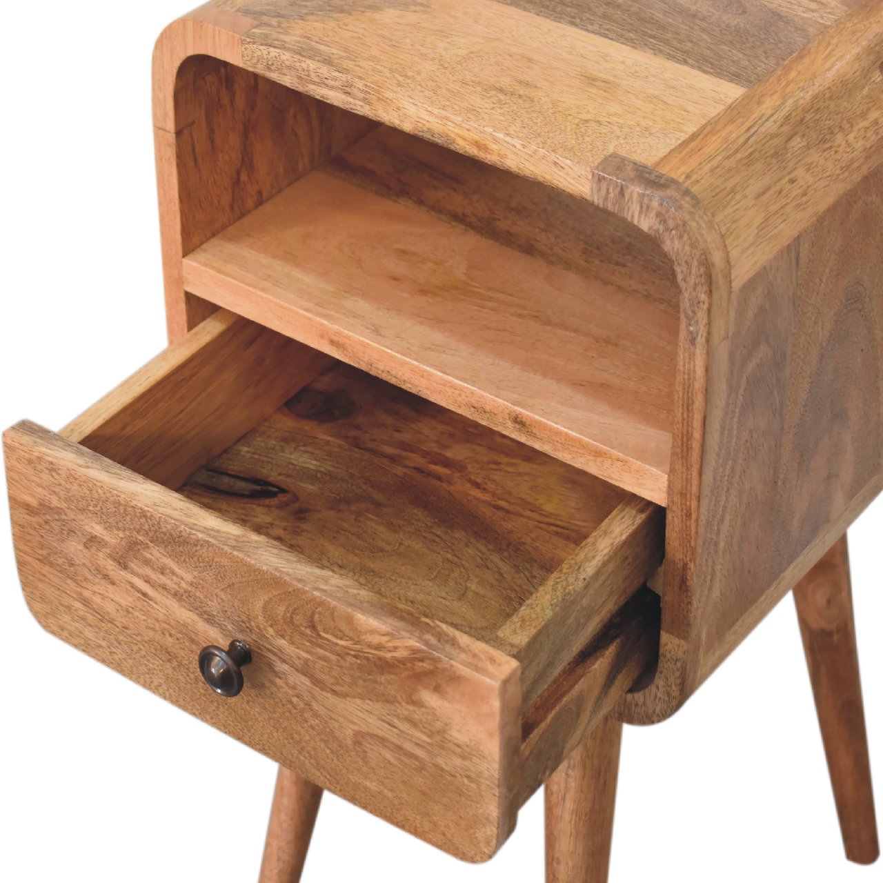 Mini Oakish Curve Open Bedside - Home Chairs