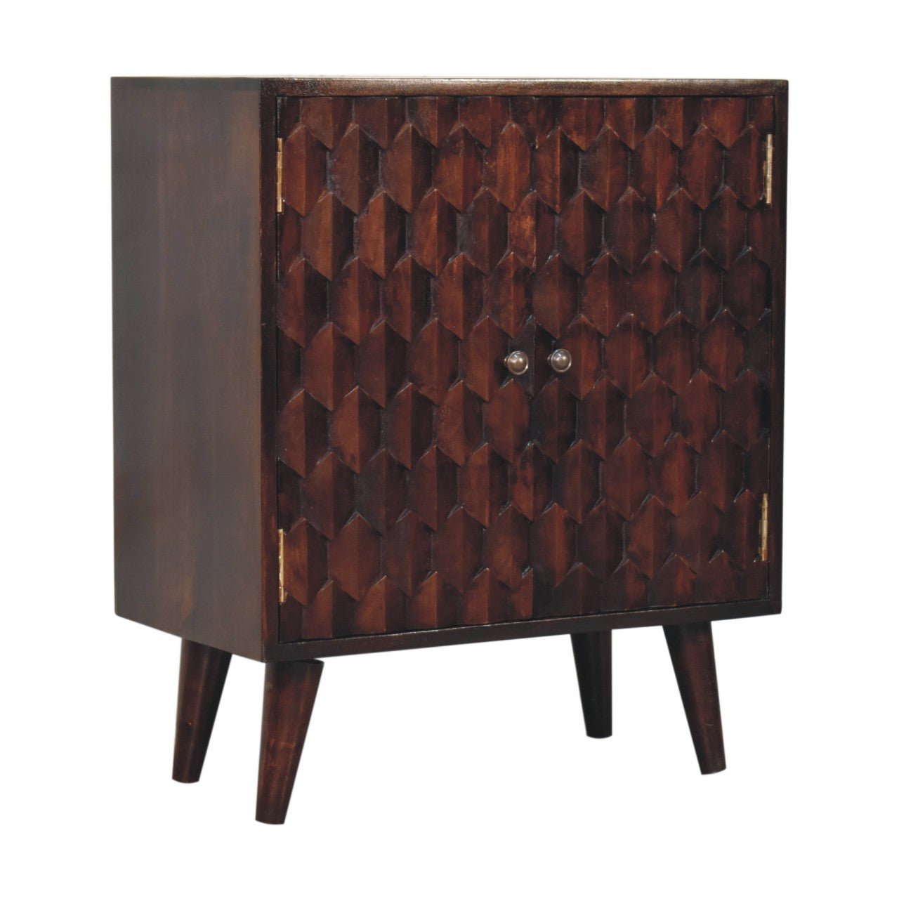 Mini Pineapple Carved Light Walnut Cabinet - Home Chairs