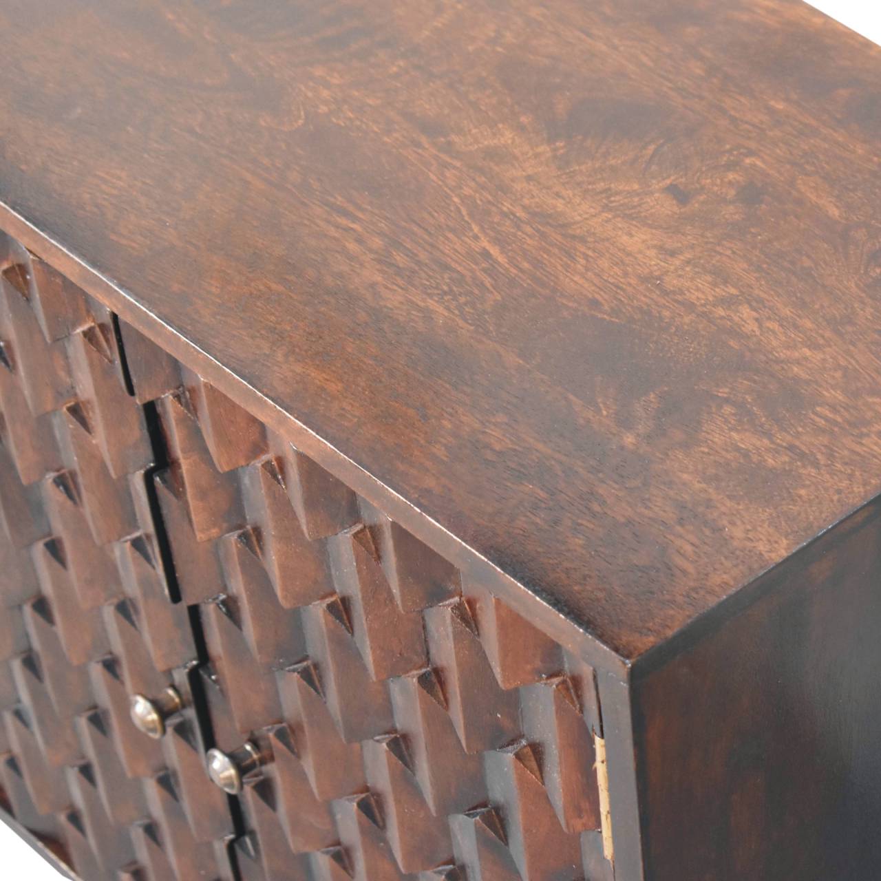 Mini Pineapple Carved Light Walnut Cabinet - Home Chairs