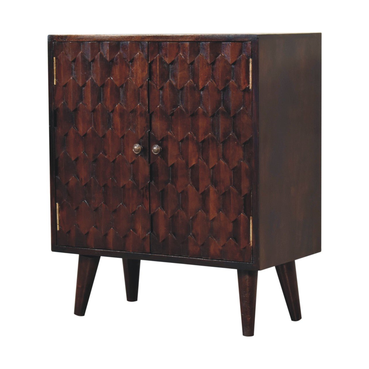 Mini Pineapple Carved Light Walnut Cabinet - Home Chairs