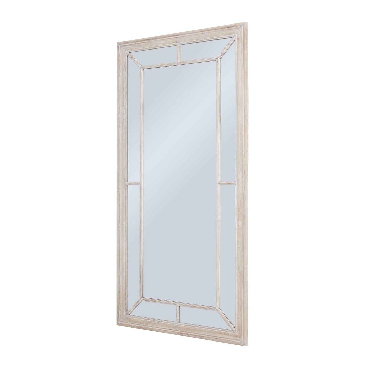 Nell Large Washed Wood Framed Window Mirror - Home Chairs