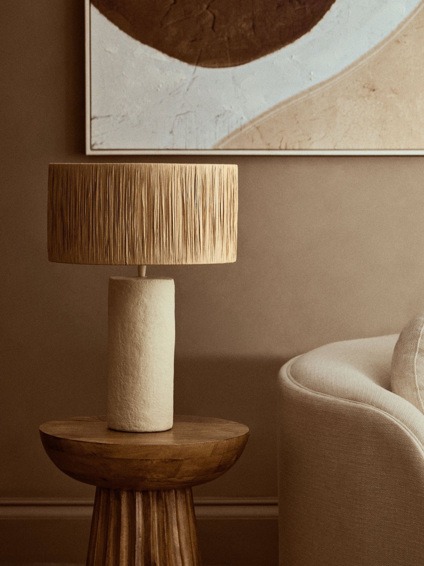 Opal Papier Mache Lamp Natural - Home Chairs