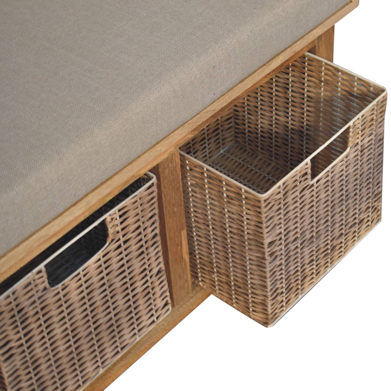 Rattan Basket Linen Bench - Home Chairs