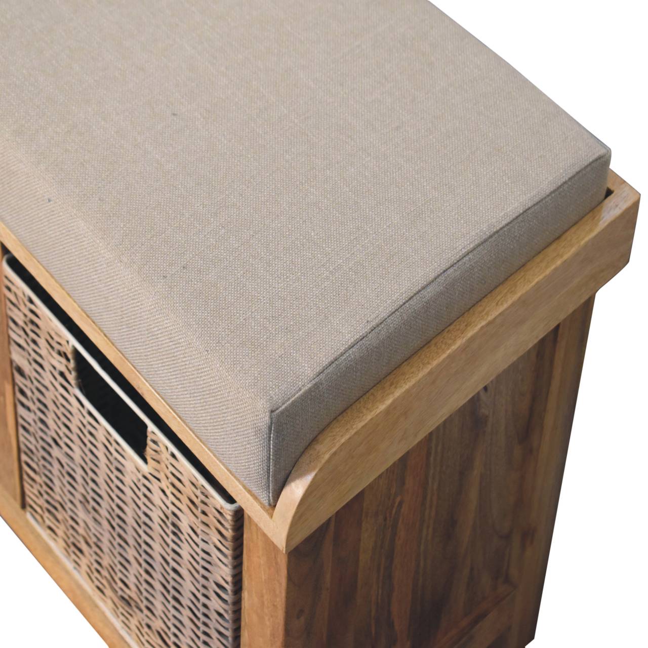 Rattan Basket Linen Bench - Home Chairs