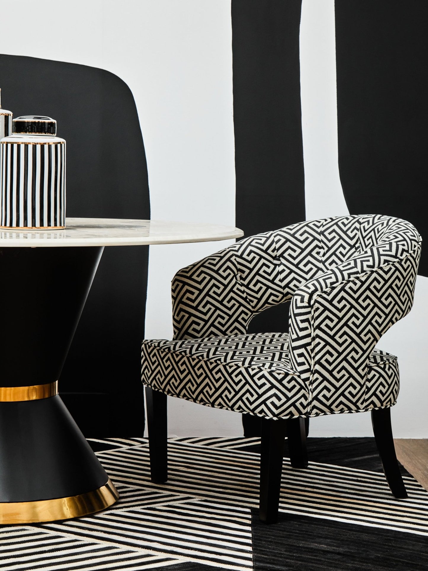 Occasional chair in a bold, contemporary living space close up