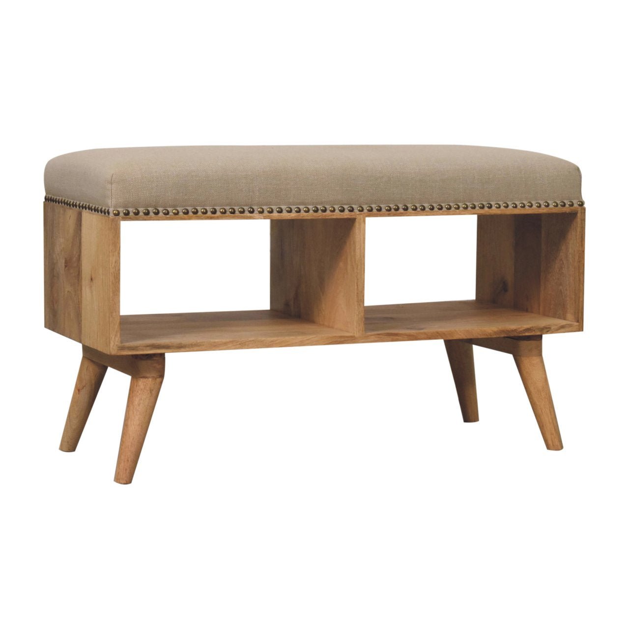 Studded Linen Open Bench - Home Chairs