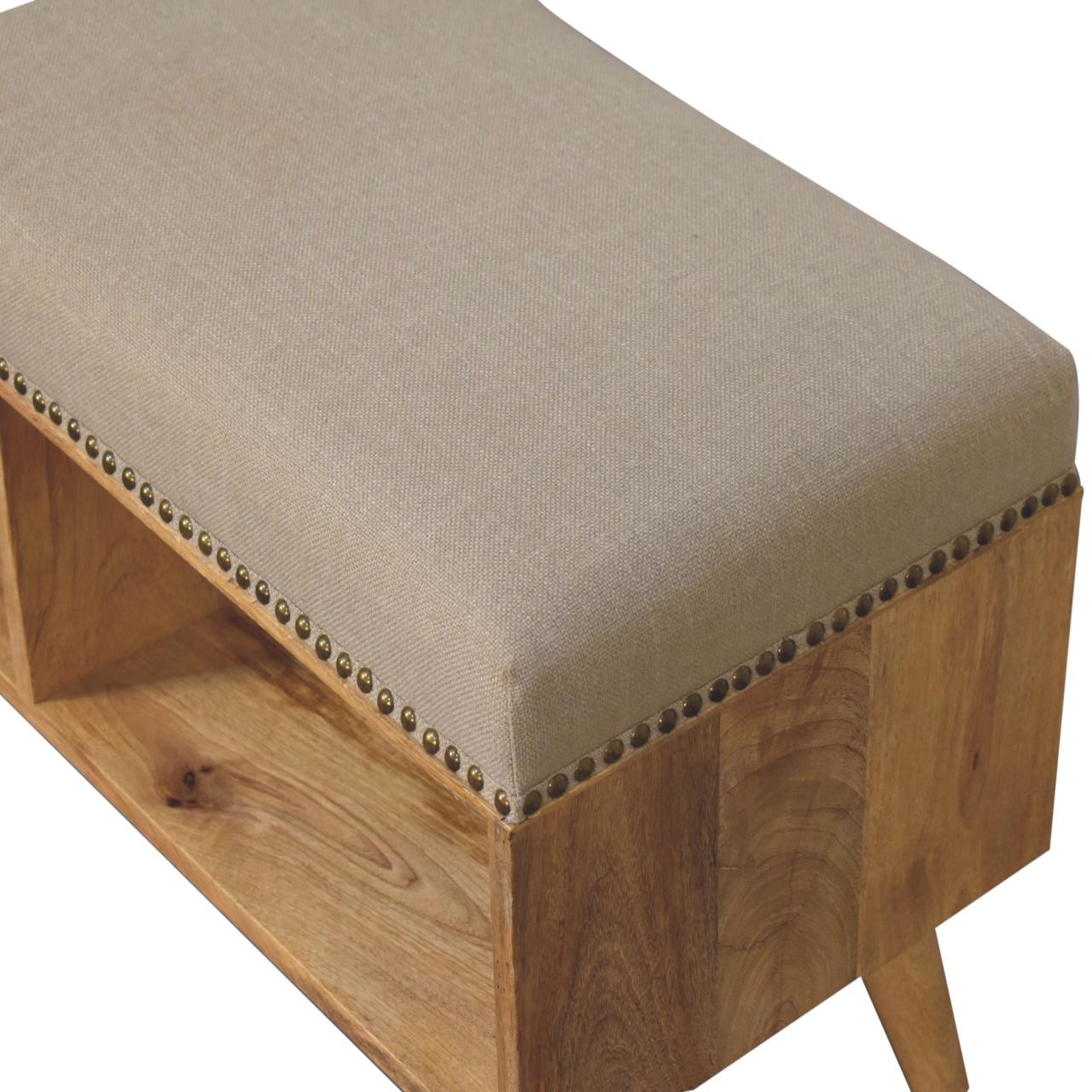 Studded Linen Open Bench - Home Chairs