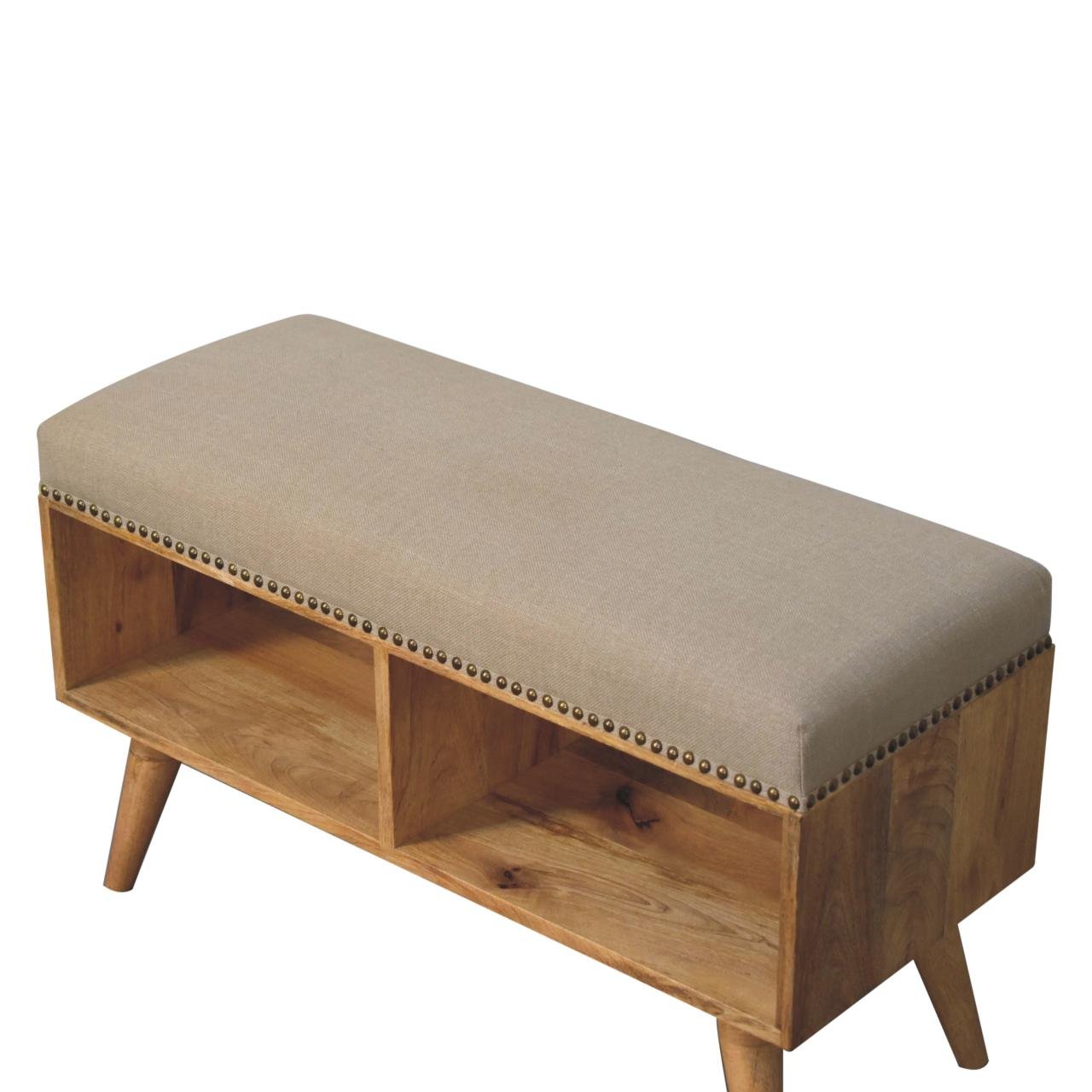 Studded Linen Open Bench - Home Chairs