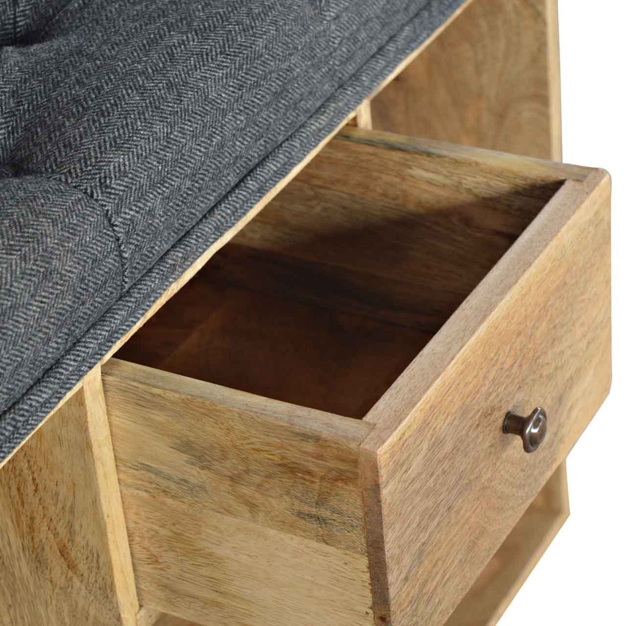 Bench Storage - Grey Tweed 1 Drawer - Home Chairs
