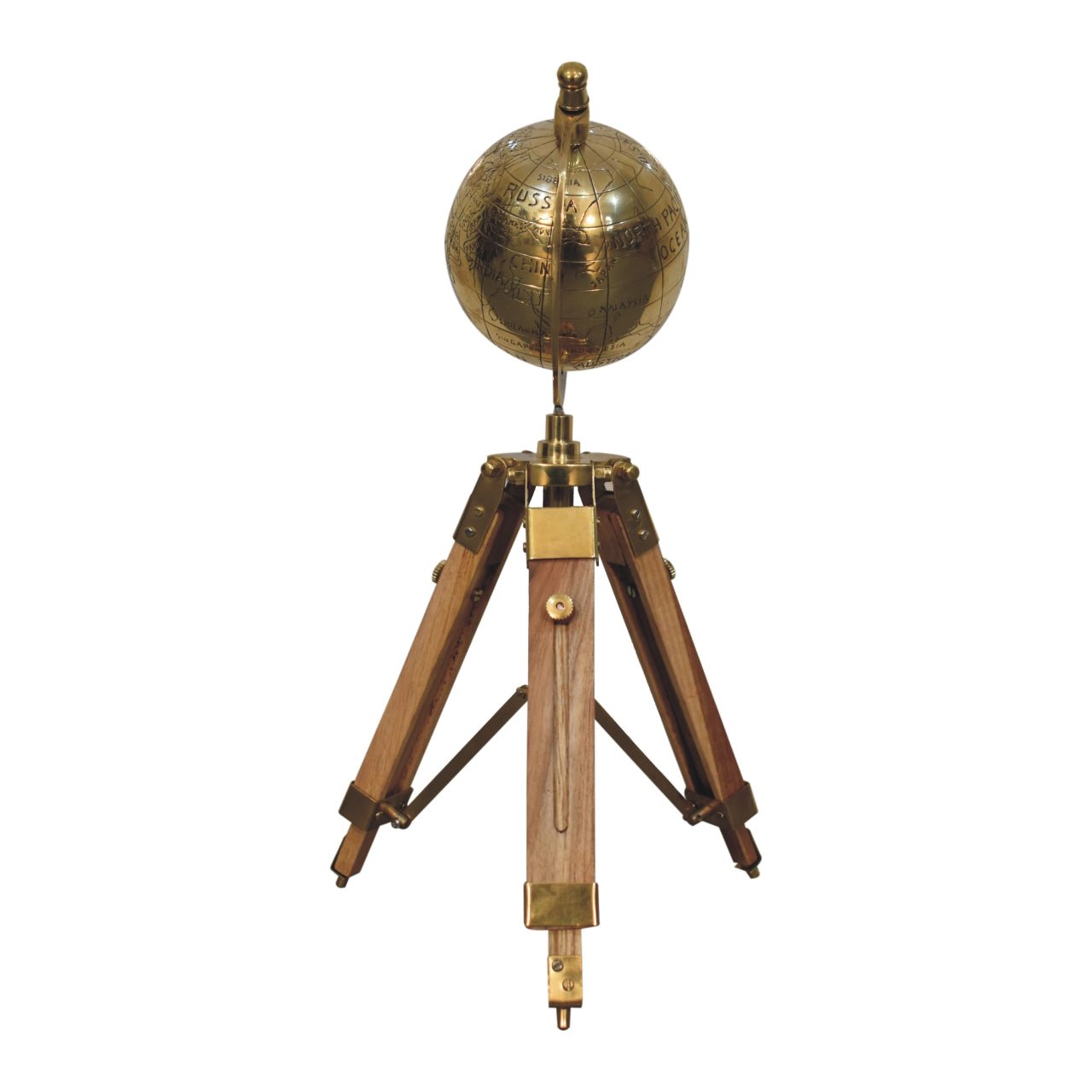 Brass Antique Tripod Globe - Home Chairs