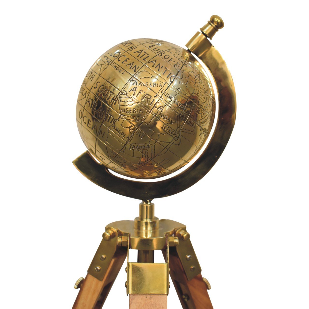 Brass Antique Tripod Globe - Home Chairs