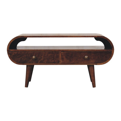 California Walnut Circular TV Stand - Home Chairs