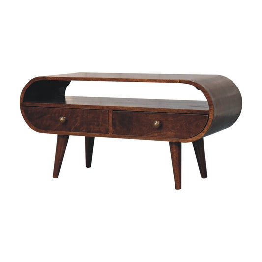California Walnut Circular TV Stand - Home Chairs