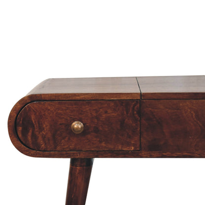 California Walnut Dressing Table with Foldable Mirror - Home Chairs