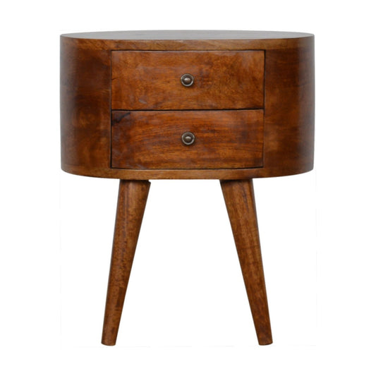 Chestnut Rounded Bedside Table - Home Chairs