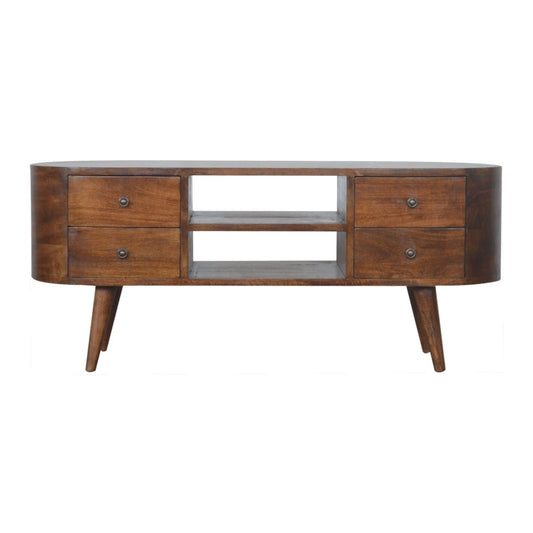 Chestnut Rounded Entertainment Unit - Home Chairs